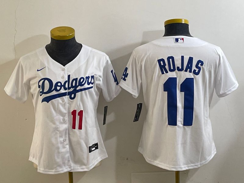 Women Los Angeles Dodgers #11 Rojas White Game 2024 Nike MLB Jersey style 3
